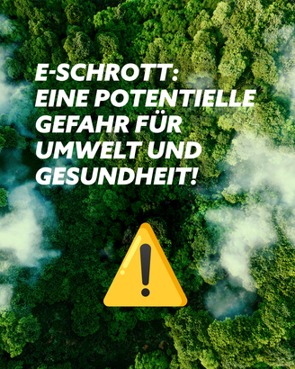 Grafik mit Aufschrift "E-Schrott: Eine potenzielle Gefahr für Umwelt und Gesundheit"